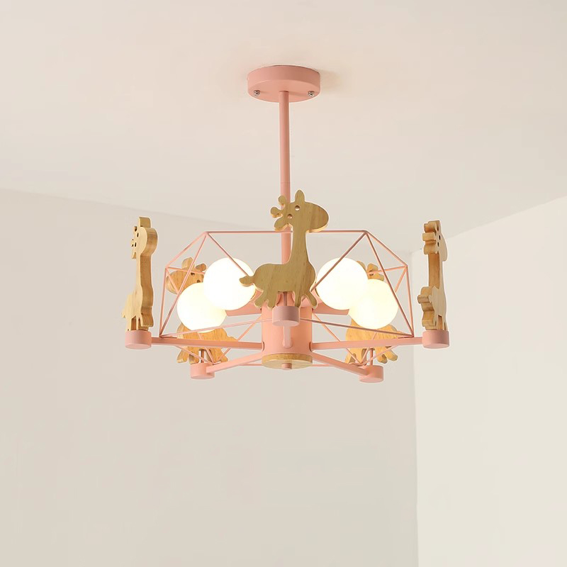 Baby Nursery Ceiling Light - 子供部屋,子供部屋,男の子,女の子,寝室用の無垢材の回転する子鹿の形をしたLEDシーリングライト