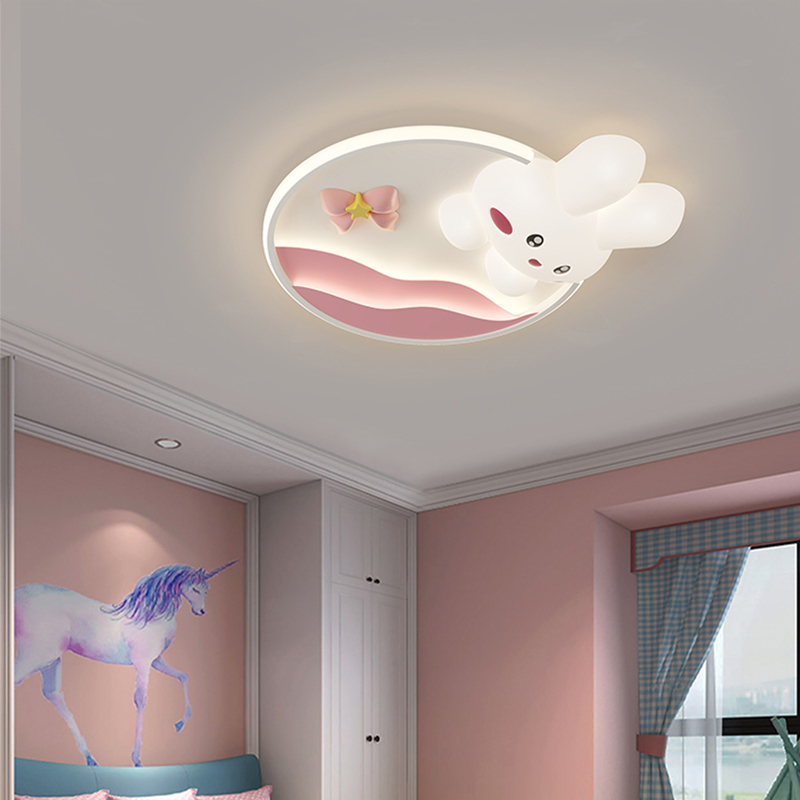 Baby Nursery Ceiling Light - 新しい 3D ウサギの天井ランプ漫画ラウンド LED 保育園照明キッズルームベビー寝室の装飾インテリア照明天井ライト