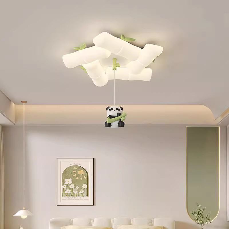 Baby Nursery Green - 子供部屋ベビールーム天井照明LEDパンダ竹ランプモダンクリームスタイル暖かい保育園男の子女の子寝室天井ランプ