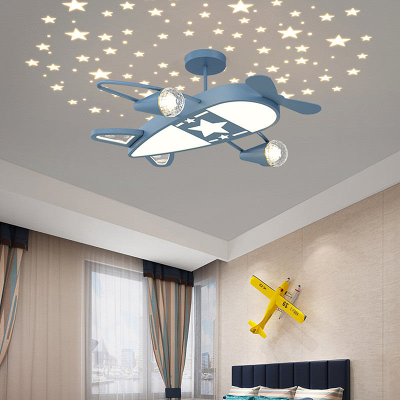 Baby Nursery Ceiling Light - 星空飛行機ライトロマンチックな子供部屋のシーリングライトモダンクリエイティブ少年少女の寝室ベビールームの装飾シーリングランプ