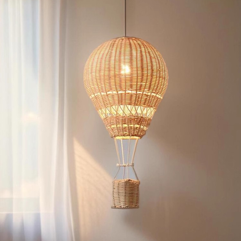 Baby Nursery Hot Air Balloon - 熱気球シャンデリア LED 子供部屋籐クラフト手作りランプ赤ちゃん保育園男の子女の子家の装飾寝室の照明