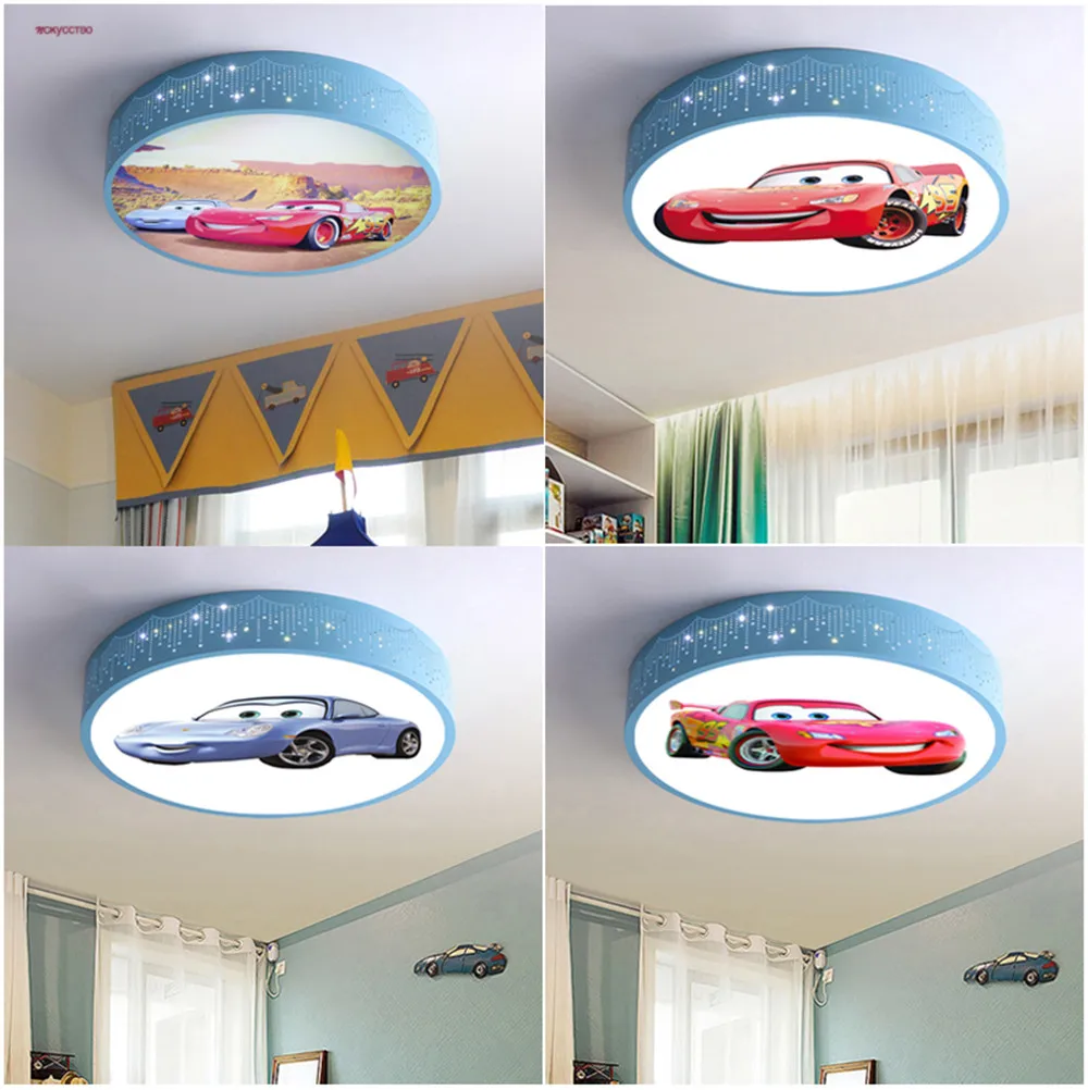 Baby Nursery Ceiling Light - 2025 漫画車ラウンド Led 天井ランプ変更可能なリモート子供の寝室保育園ベビー廊下屋内ホームデコ照明 Fixtu
