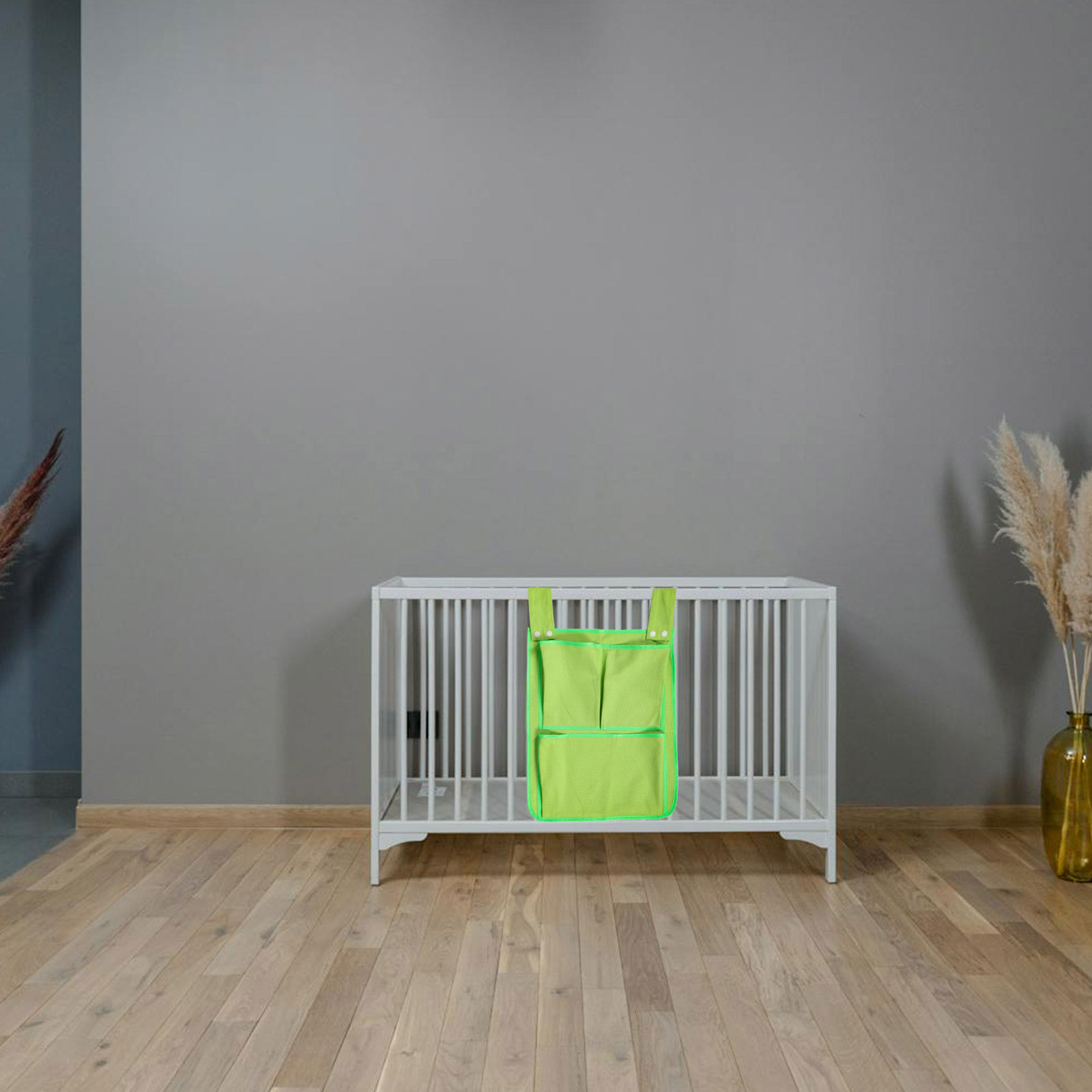 小型キャンバス製ベビーベッド吊り下げ収納バッグ多層オーガナイ - Baby Nursery Green のレビューと価格