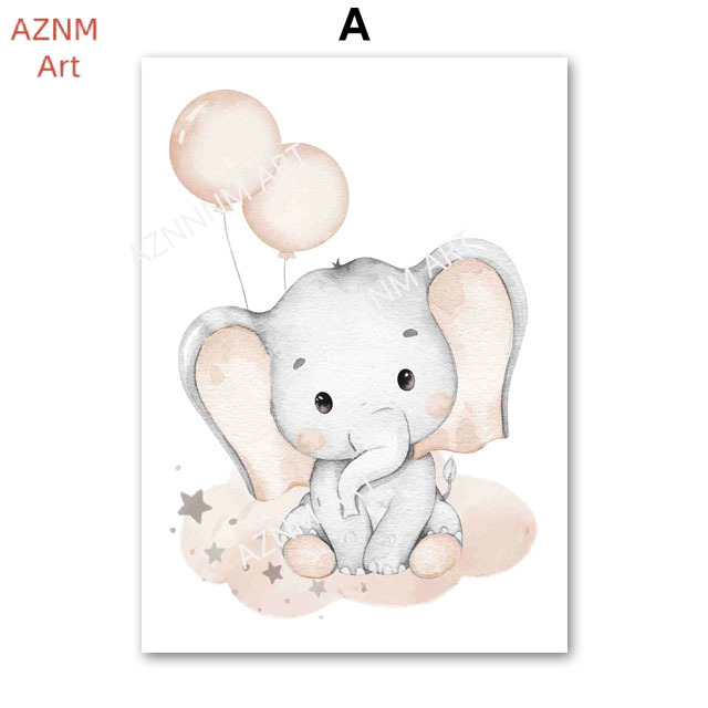 象バルーン虹月星雲スイングベビーキッズポスター壁アート保育園 - Baby Nursery Posters のレビューと価格