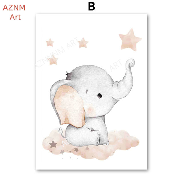 象バルーン虹月星雲スイングベビーキッズポスター壁アート保育園 - Baby Nursery Posters のレビューと価格