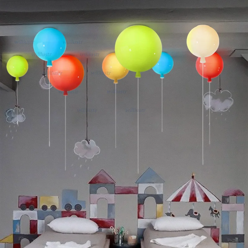 カラフルなガラスバルーンシーリングランプ寝室保育園子供部屋幼 - Baby Nursery Ceiling Light のレビューと価格