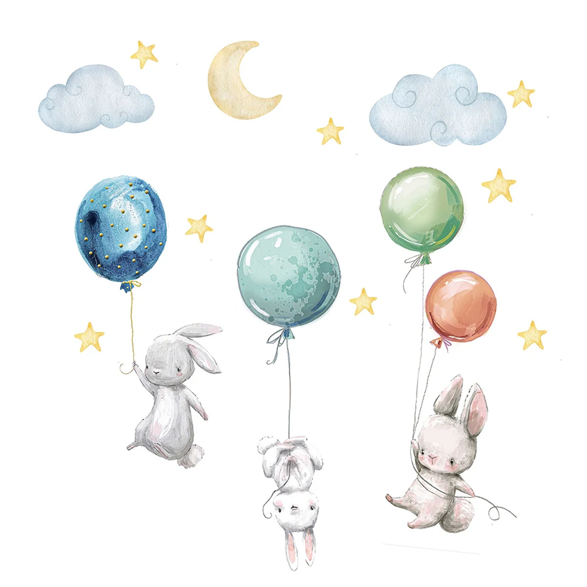漫画熱気球動物クマウサギウォールステッカー子供部屋男の子部屋 - Baby Nursery Hot Air Balloon のレビューと価格