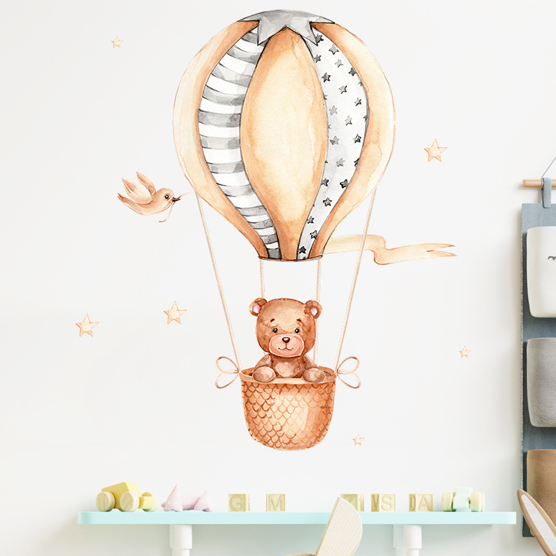 リトルベア熱気球ウォールステッカーキッズルーム家の装飾リビン - Baby Nursery Hot Air Balloon のレビューと価格