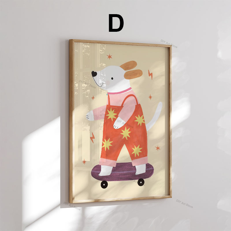 面白い漫画の動物の保育園用ウォールアートキャンバス絵画、クマ - Baby Nursery Posters のレビューと価格