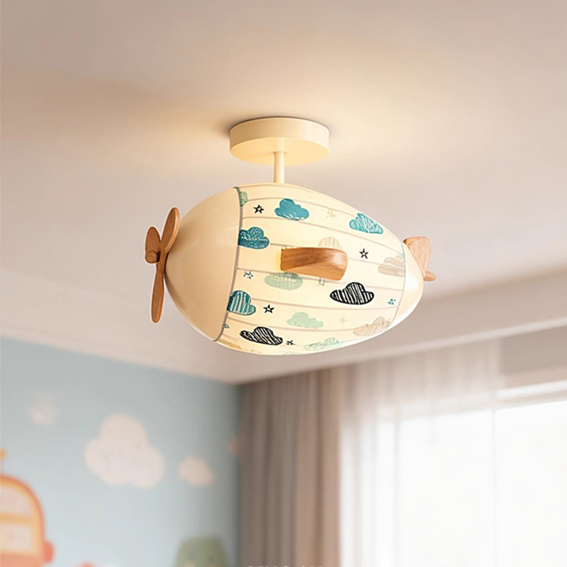 子供部屋飛行機シーリングライトファブリックヘリコプターランプ - Baby Nursery Ceiling Light のレビューと価格