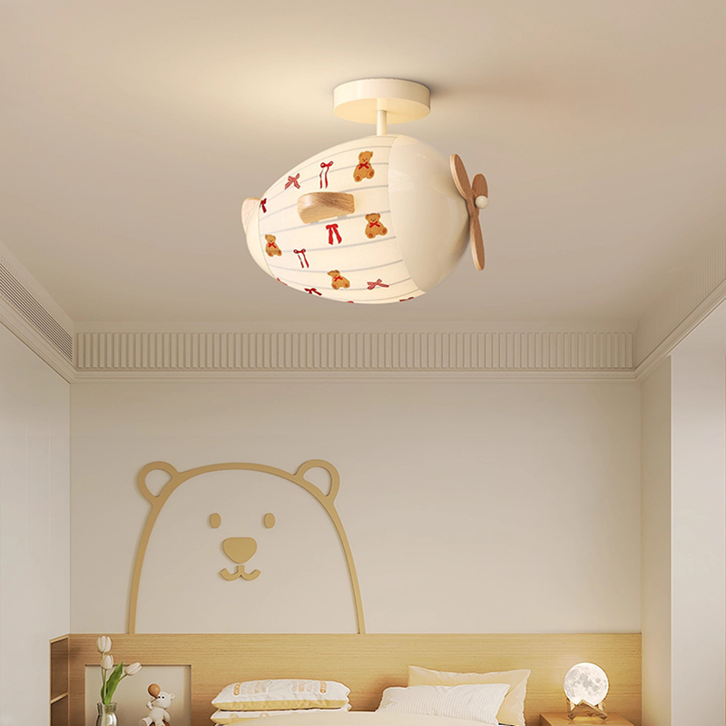 子供部屋飛行機シーリングライトファブリックヘリコプターランプ - Baby Nursery Ceiling Light のレビューと価格