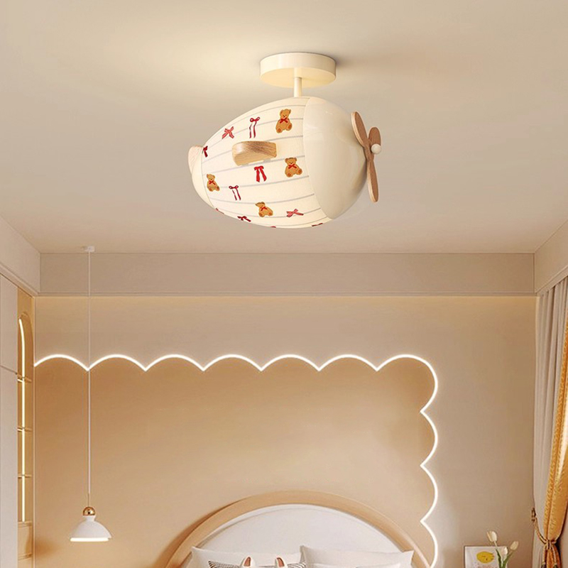 子供部屋飛行機シーリングライトファブリックヘリコプターランプ - Baby Nursery Ceiling Light のレビューと価格
