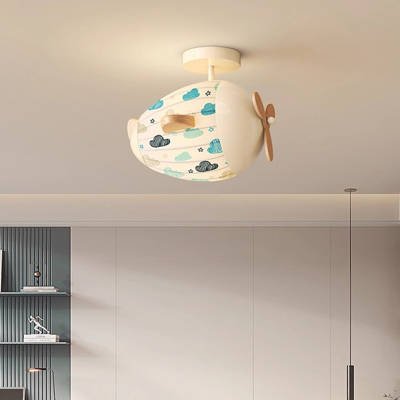 子供部屋飛行機シーリングライトファブリックヘリコプターランプ - Baby Nursery Ceiling Light のレビューと価格