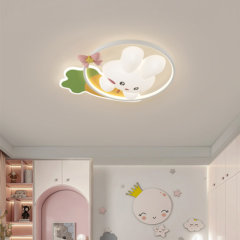 新しい 3D ウサギの天井ランプ漫画ラウンド LED 保育園 - Baby Nursery Ceiling Light のレビューと価格