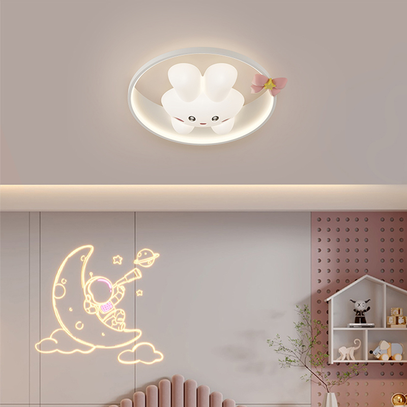 新しい 3D ウサギの天井ランプ漫画ラウンド LED 保育園 - Baby Nursery Ceiling Light のレビューと価格