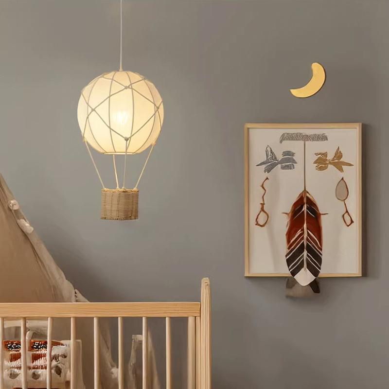 手作りの籐生地のシャンデリア,子供部屋,LEDライト,熱気球 - Baby Nursery Hot Air Balloon のレビューと価格