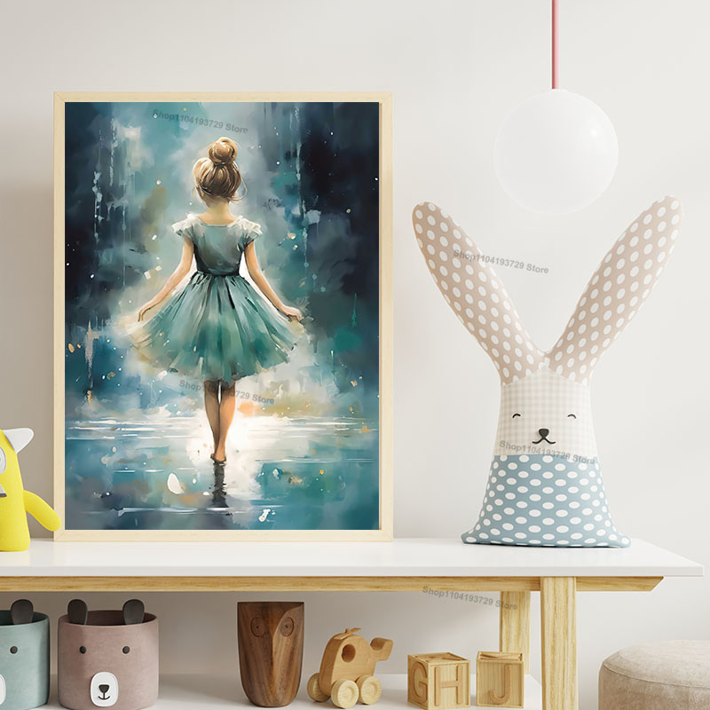 水彩バレエ少女靴チェロ保育園壁アートキャンバス絵画北欧ポスタ - Baby Nursery Posters のレビューと価格