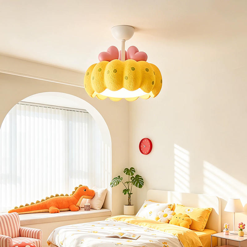 クリームスタイル子供部屋天井ランプLED樹脂製パンプキンラン - Baby Nursery Ceiling Light のレビューと価格