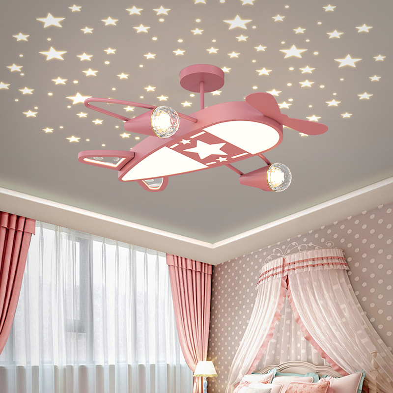 星空飛行機ライトロマンチックな子供部屋のシーリングライトモダ - Baby Nursery Ceiling Light のレビューと価格