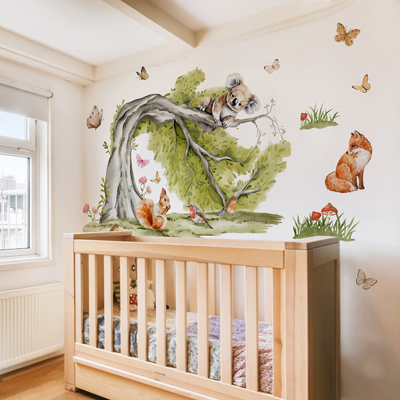 ジャングル 大きな木 動物 ウォールステッカー ビニール 水 - Baby Nursery Green のレビューと価格