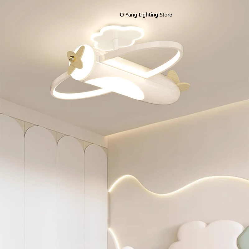 クリームスタイル飛行機シーリングライトLED子供部屋ライトロ - Baby Nursery Ceiling Light のレビューと価格