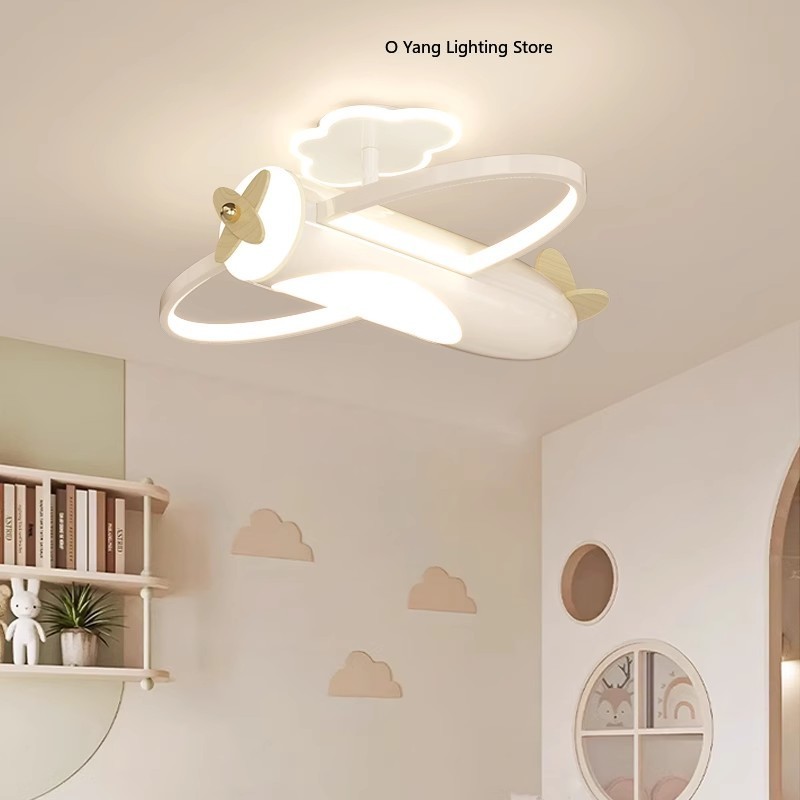 クリームスタイル飛行機シーリングライトLED子供部屋ライトロ - Baby Nursery Ceiling Light のレビューと価格