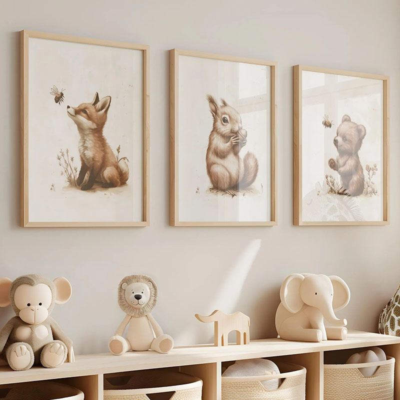 クマウサギキツネ鹿リスネズミ動物ポスター保育園壁アートキャン - Baby Nursery Posters のレビューと価格