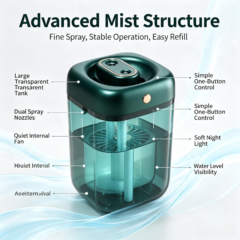 持ち運び可能な静音大容量加湿器空気清浄機、大容量ミスト噴射、 - Baby Nursery Air Purifier のレビューと価格