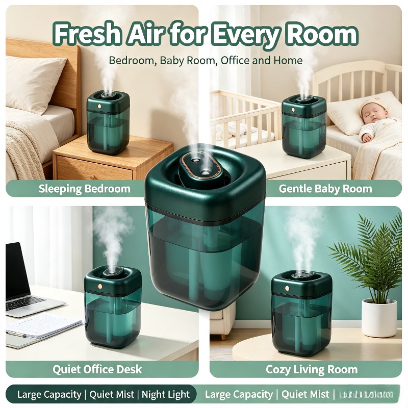 持ち運び可能な静音大容量加湿器空気清浄機、大容量ミスト噴射、 - Baby Nursery Air Purifier のレビューと価格